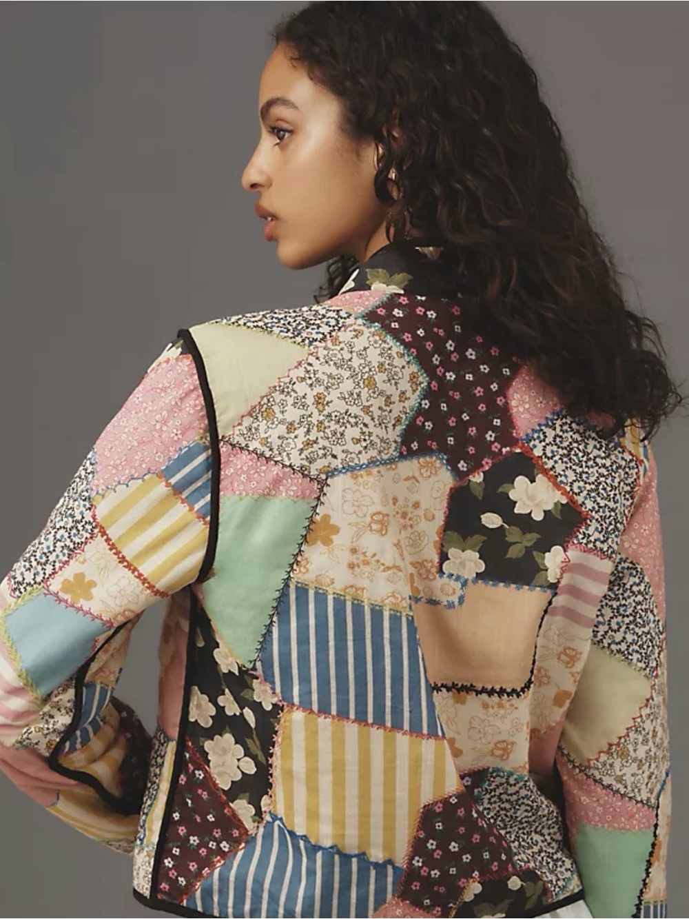 Patchwork Bomber Jacket in Multi-Color - Picture 3 of 3